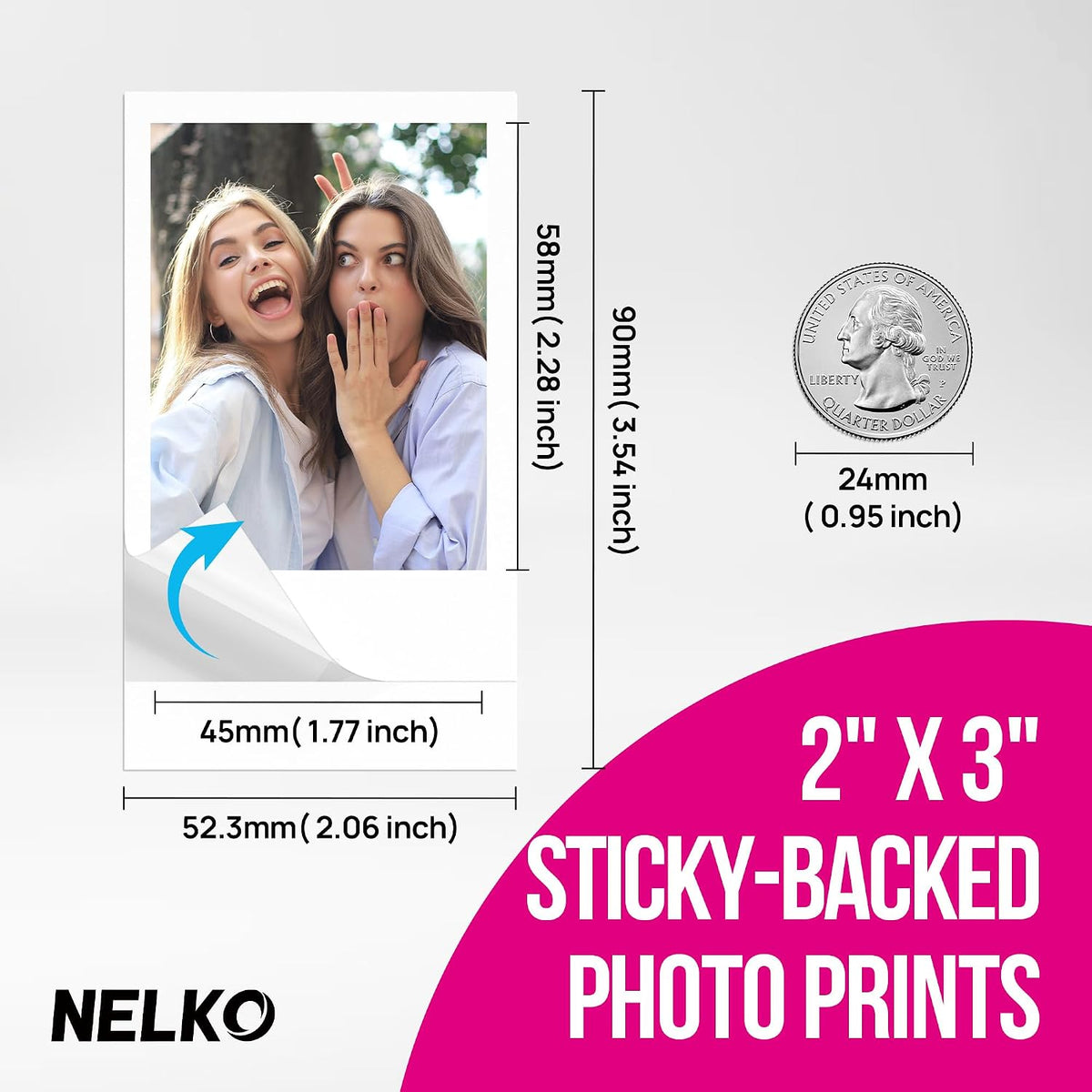 PP01 Photo Printer, 2x3 Portable Photo Printer, Mini Printer, Pink | Instant Color Inkjet Printer for Smartphone, Sticky-Back Photos, Bluetooth Compatible with iOS & Android, AI App Editing
