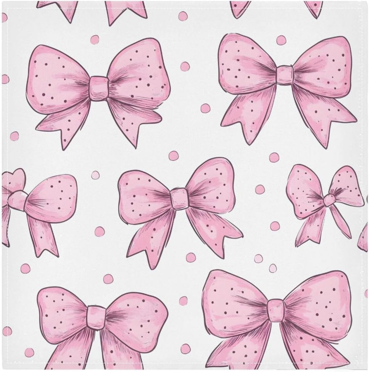YETTASBIN Pink Bows Dot Cloth Napkins Set of 1, Reusable Washable Oversized Table Napkins for Family Wedding Dinner Party Home Decor, 20 Inch