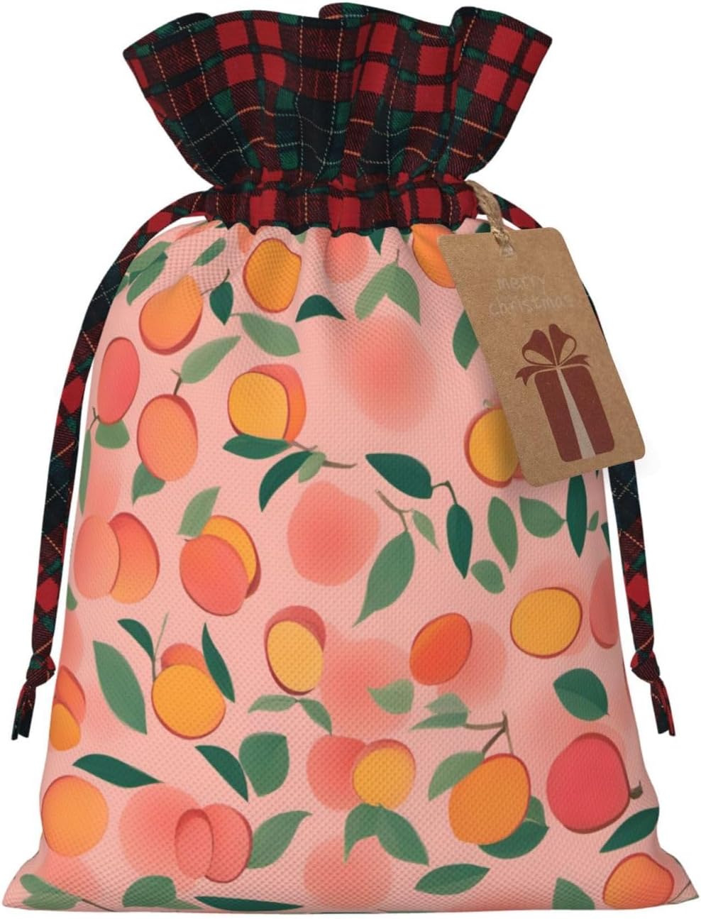 MDATT Pink Peach Pattern Seamless Pattern 1 Drawstring Gift Bags,5 X 7 Inch Goodie Bags For Wedding Party,Christmas Birthday Halloween Decor
