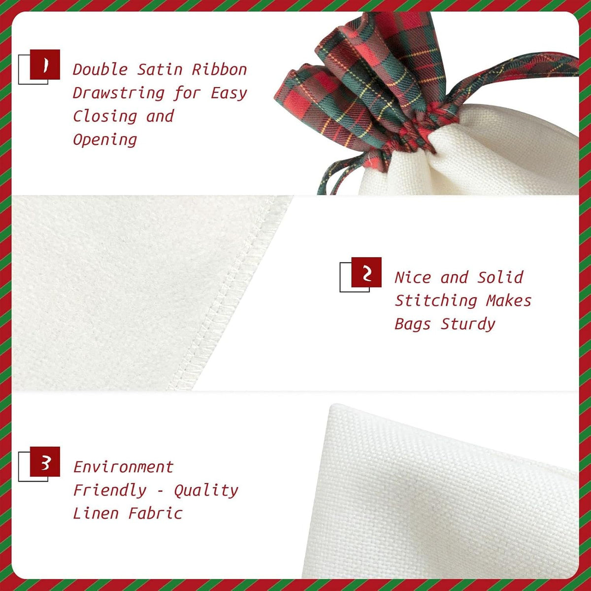 Fresh Peach Fruit Christmas Color Blocked Drawstring Linen Bun Gift Bags