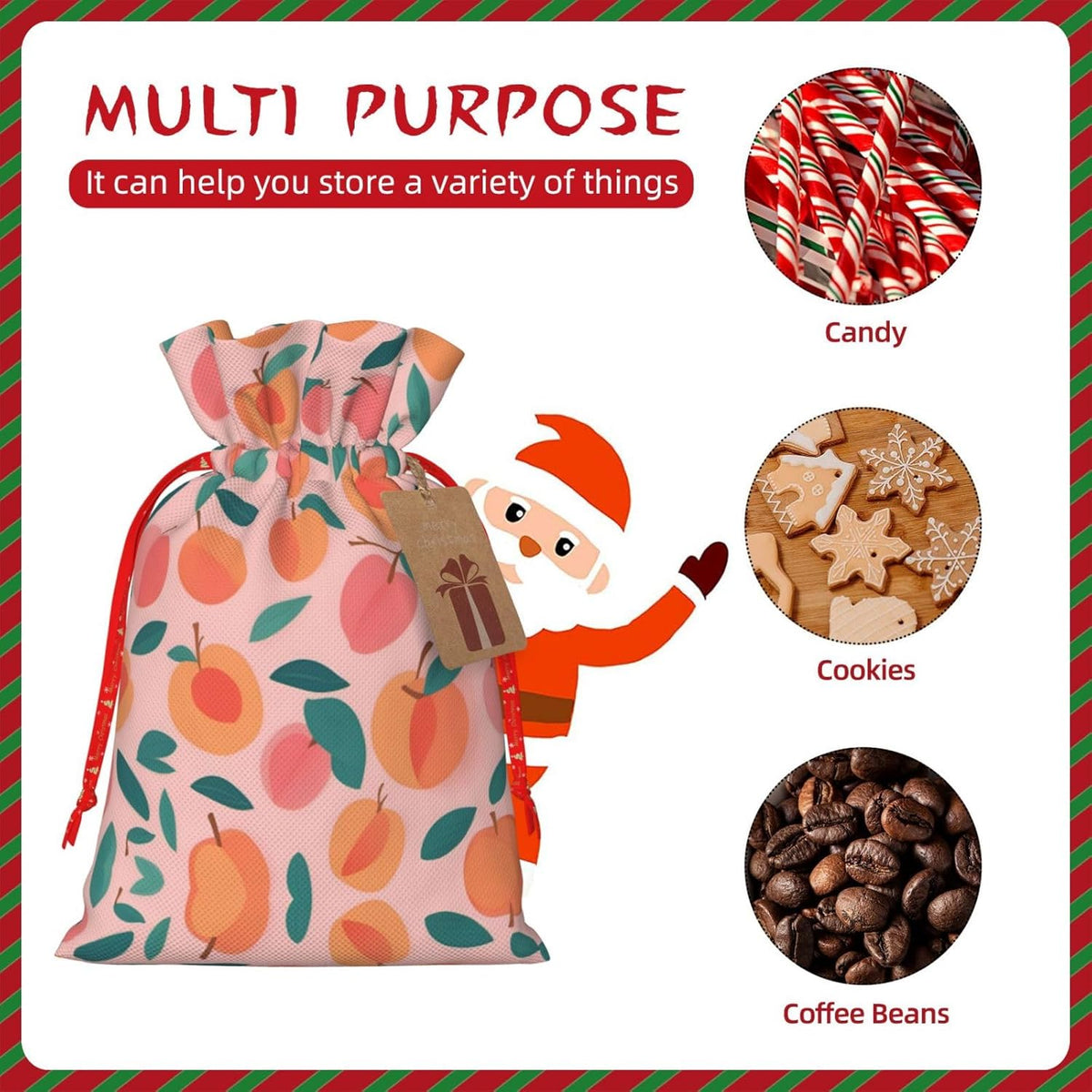 MDATT Pink Peach Pattern Seamless Pattern Drawstring Gift Bags,5 X 7 Inch Goodie Bags For Wedding Party,Christmas Birthday Halloween Decor