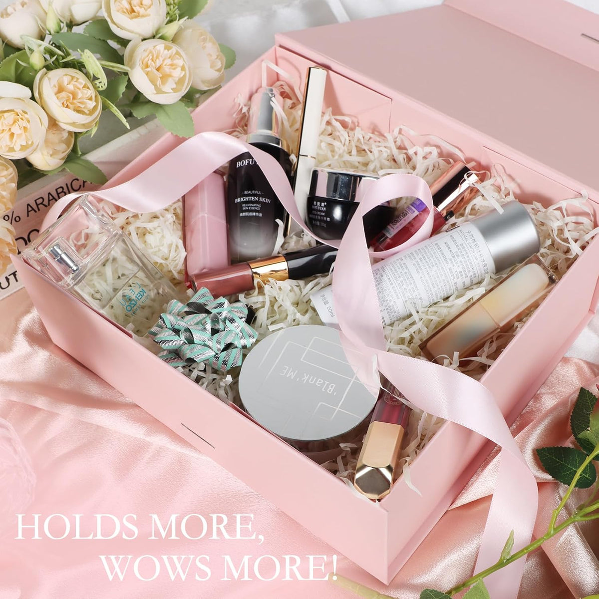 LFBOX Pink Gift Box with Ribbon Magnetic Lids 2 Pack