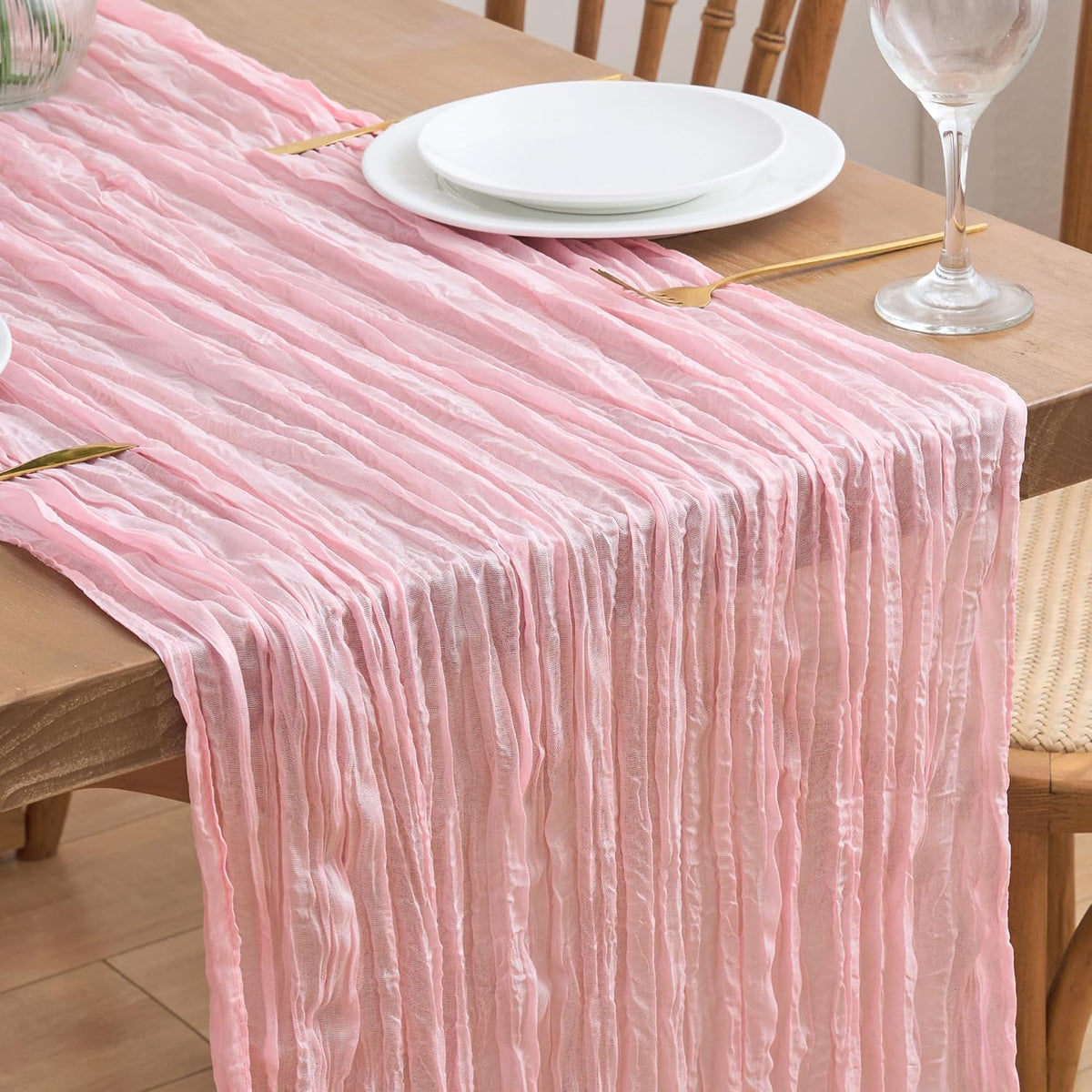 Blush Pink Cheesecloth Table Runner Fall Sheer Wedding Decor 10FT