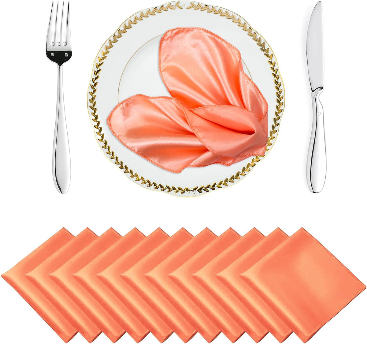 Pack of 50 Satin Napkins 12 x 12 Inch for Wedding Décor – Peach