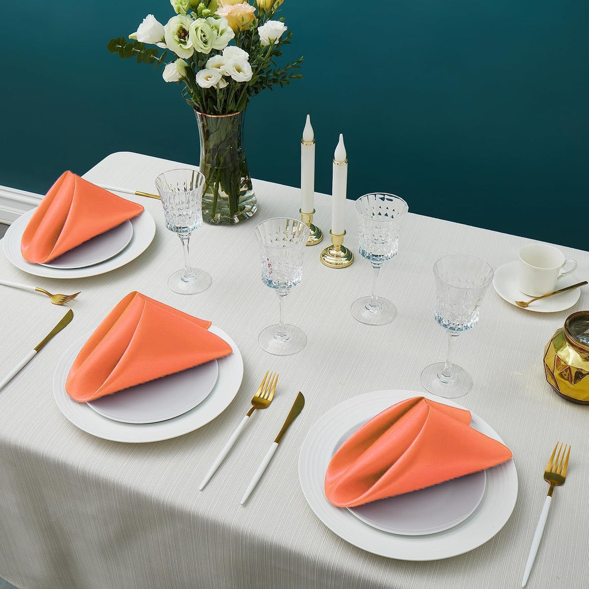 Pack of 50 Satin Napkins 12 x 12 Inch for Wedding Décor – Peach
