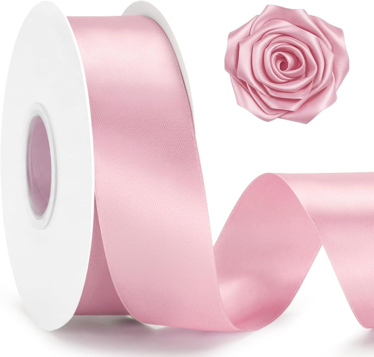 Double Faced Blush Pink Satin Ribbon - 1-1/2 Inch x 50 Yards