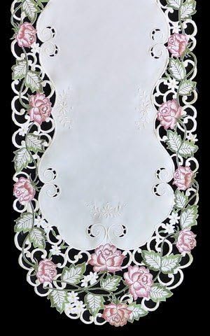 H7538-RS Victorian Rose & Pink Oblong Table Cloth44; 52 x 71 in.