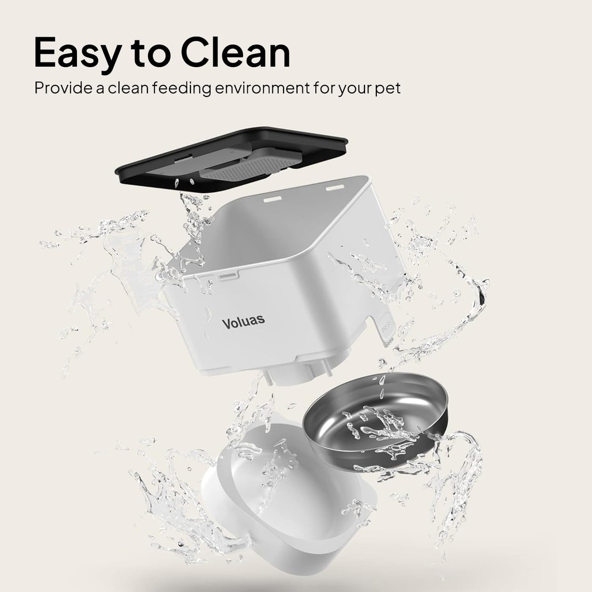 VOLUAS Automatic Cat Feeders - Timed Pet Feeder for Cats and Dogs with Dry Food Dispenser, Desiccant Bag, Programmable Portion Control, 4 Daily Meals, 10s Voice Recorder