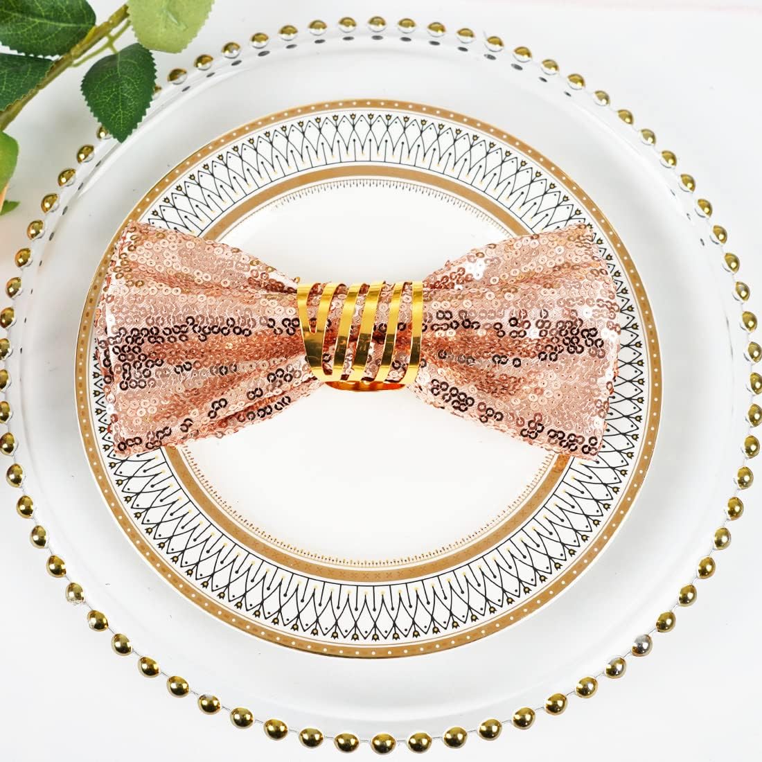 SquarePie Sequin Napkin Glitter Decoration for Wedding Party Dinner 12 x 12 Inch 12 Pcs Rose Gold