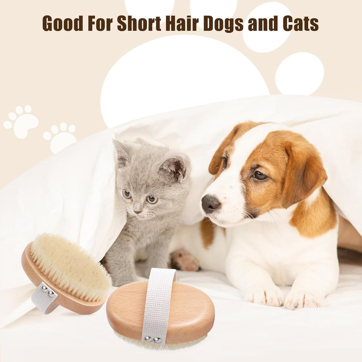 Soft Boar Bristle Pet Palm Brush for Short Haired Dogs and Cats with Band, Reduce Shedding, Ergonomic Dog Brush, Easy to Hold and Reduces Stress On Your Wrist | Ideal for Daily Grooming