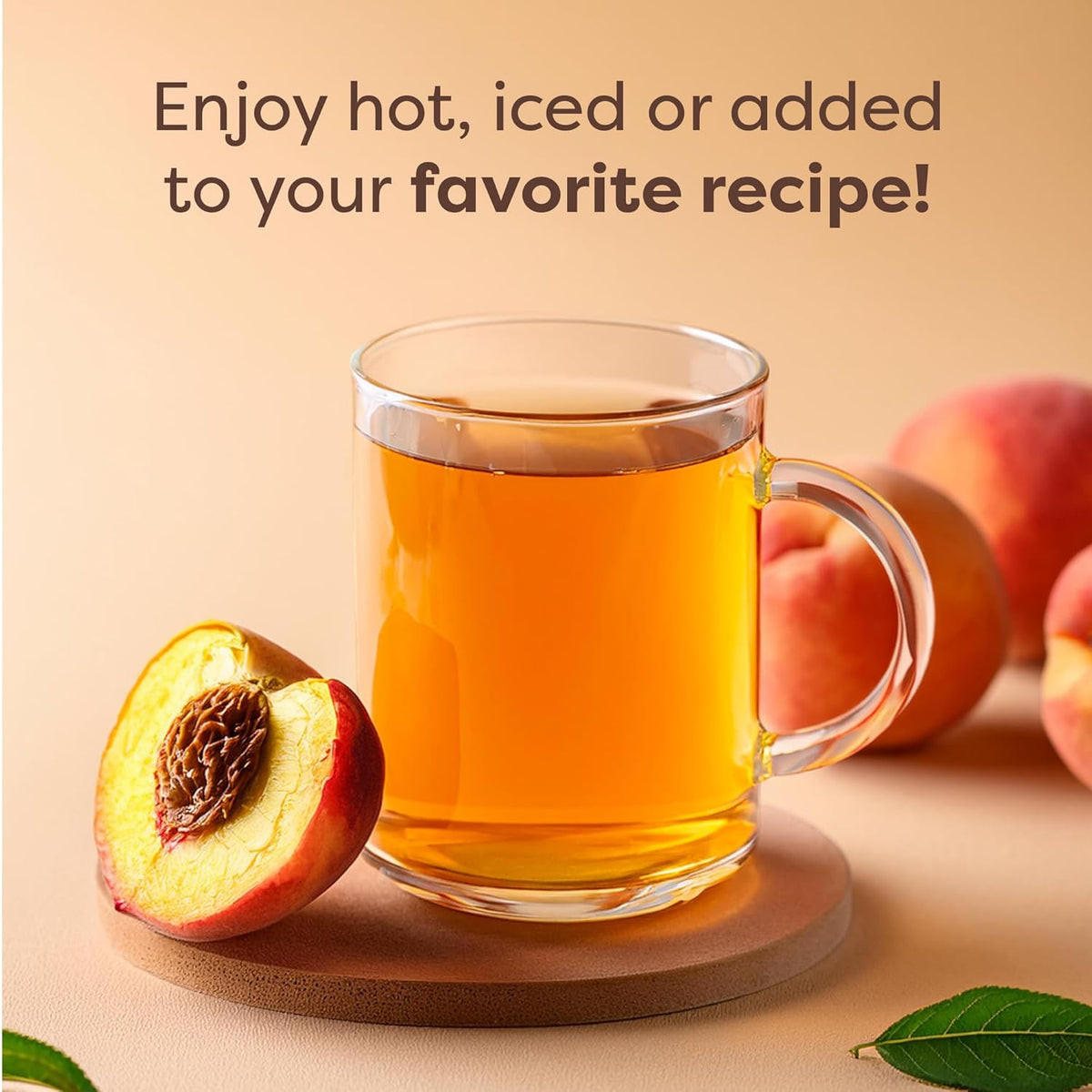 Waka Instant Green Tea Mix, Peach Flavored - 100% Tea Leaves, No Additives, Unsweetened Tea Powder in Bulk Pouch – Easy Quick Hot and Iced Teas, Up to 200 Cups (4.5oz)
