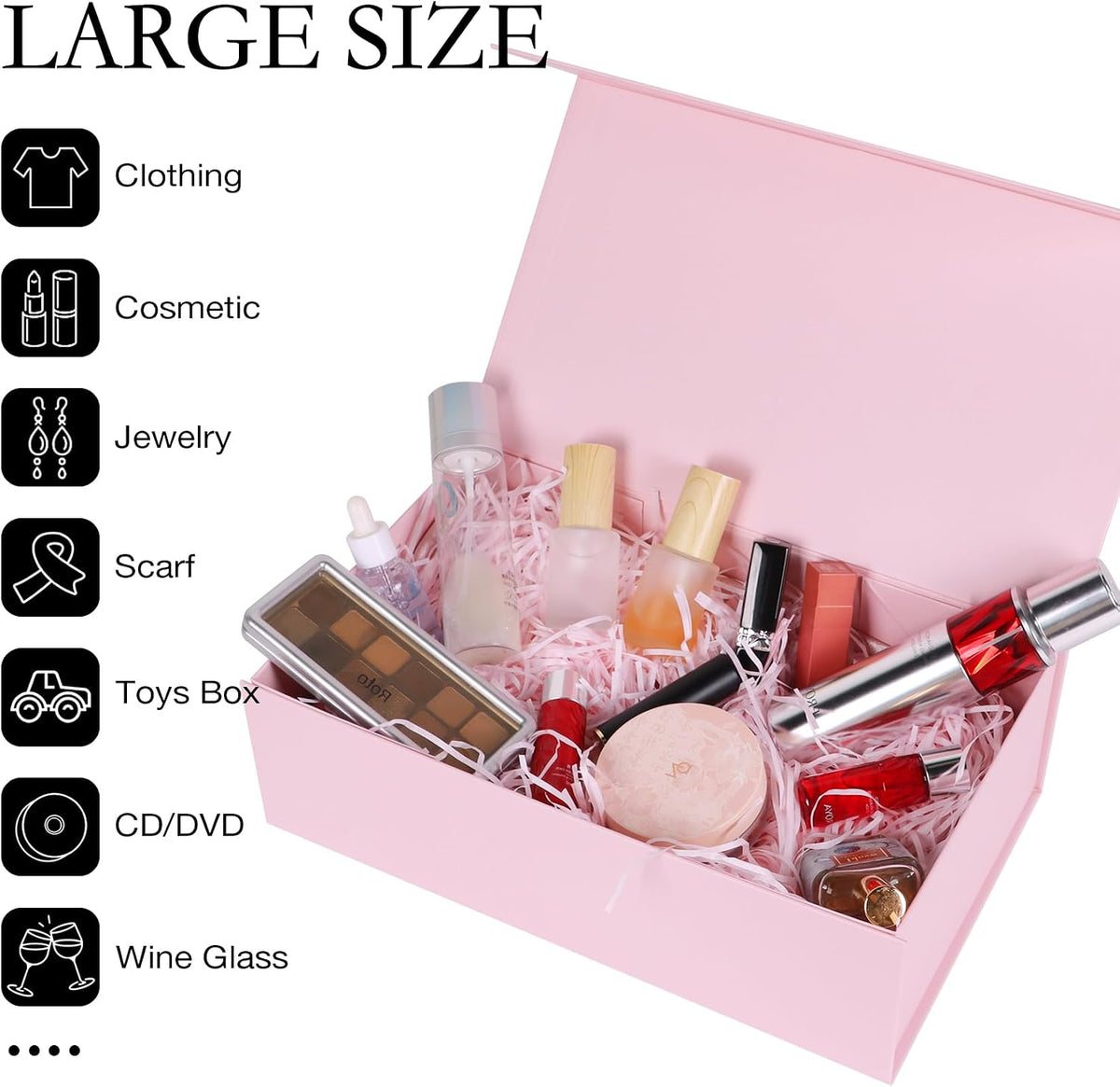 LFBOX Pink Gift Box with Magnetic Lids 13.8x8.3x4.4 in, Large Bridesmaid Groomsman Proposal Boxes 5 Pack, Collapsible Rectangle Storage Box