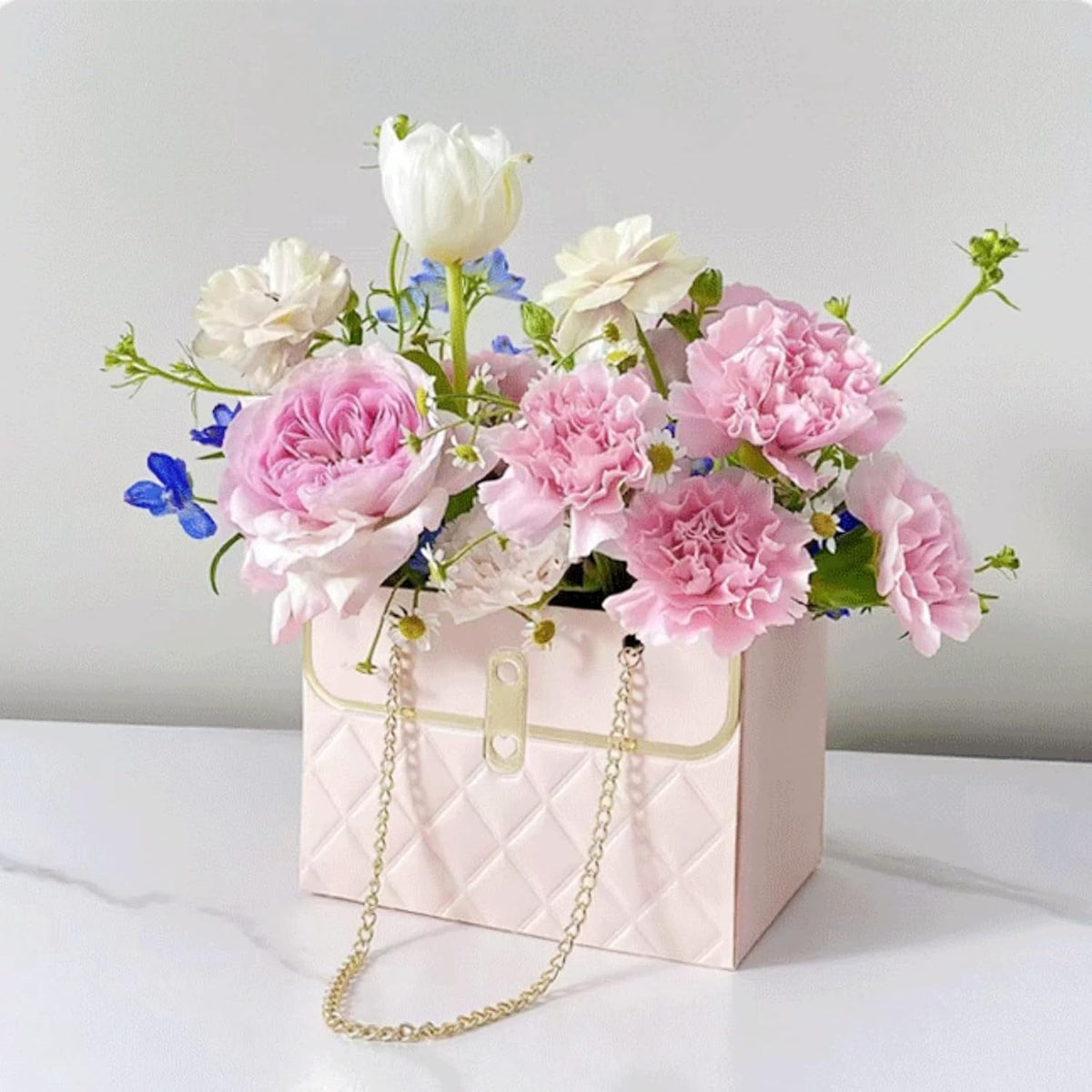 LONG XIN SERIES 8PCS Pink Cardboard Flower Bouquet Party Gift Bags