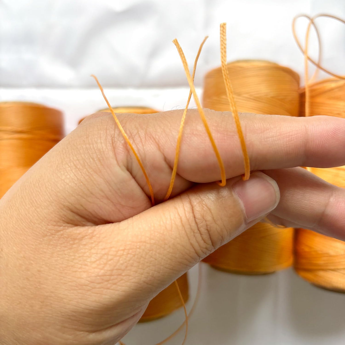 Flat Waxed Thread for Leather Sewing, 100D 0.6mm 460 Yard Polyester Waxed Cord for Hand Stitching, Bookbinding, Wallet Making and DIY Leather Craft, Peach Pink