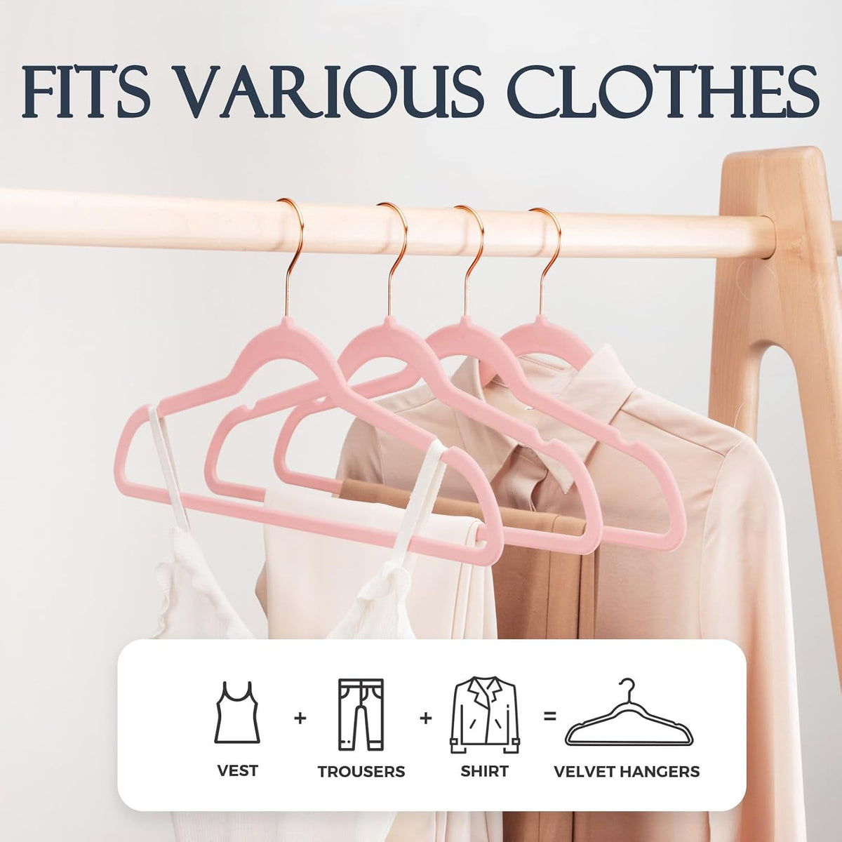 Pink Velvet Hangers 100 Pack, Premium Non-Slip Felt Hangers