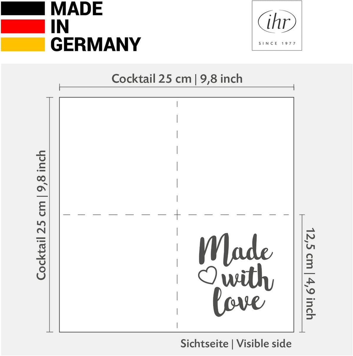 IHR Ideal Home Range Cocktail Napkins Disposable 3-Ply Paper Party Napkin Pack, 5" x 5", Country Fruits (Cream), 20-Count