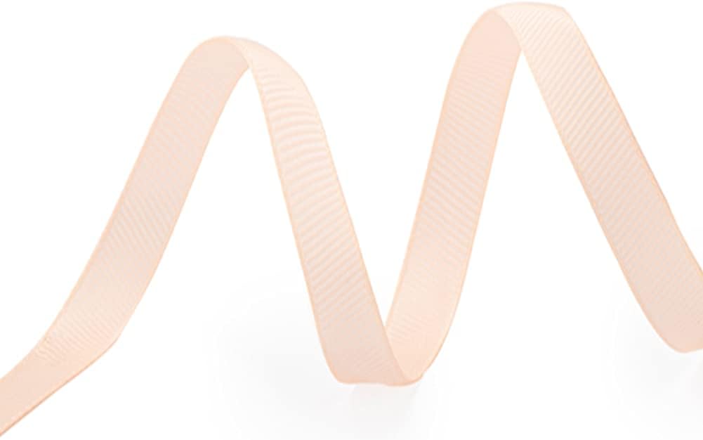 1/4" X 50 Yards Solid Peach Grosgrain Ribbon, Perfect for Crafts, Wedding Decor, DIY Hair Accessories, Sewing, Gift Package Wrapping and More