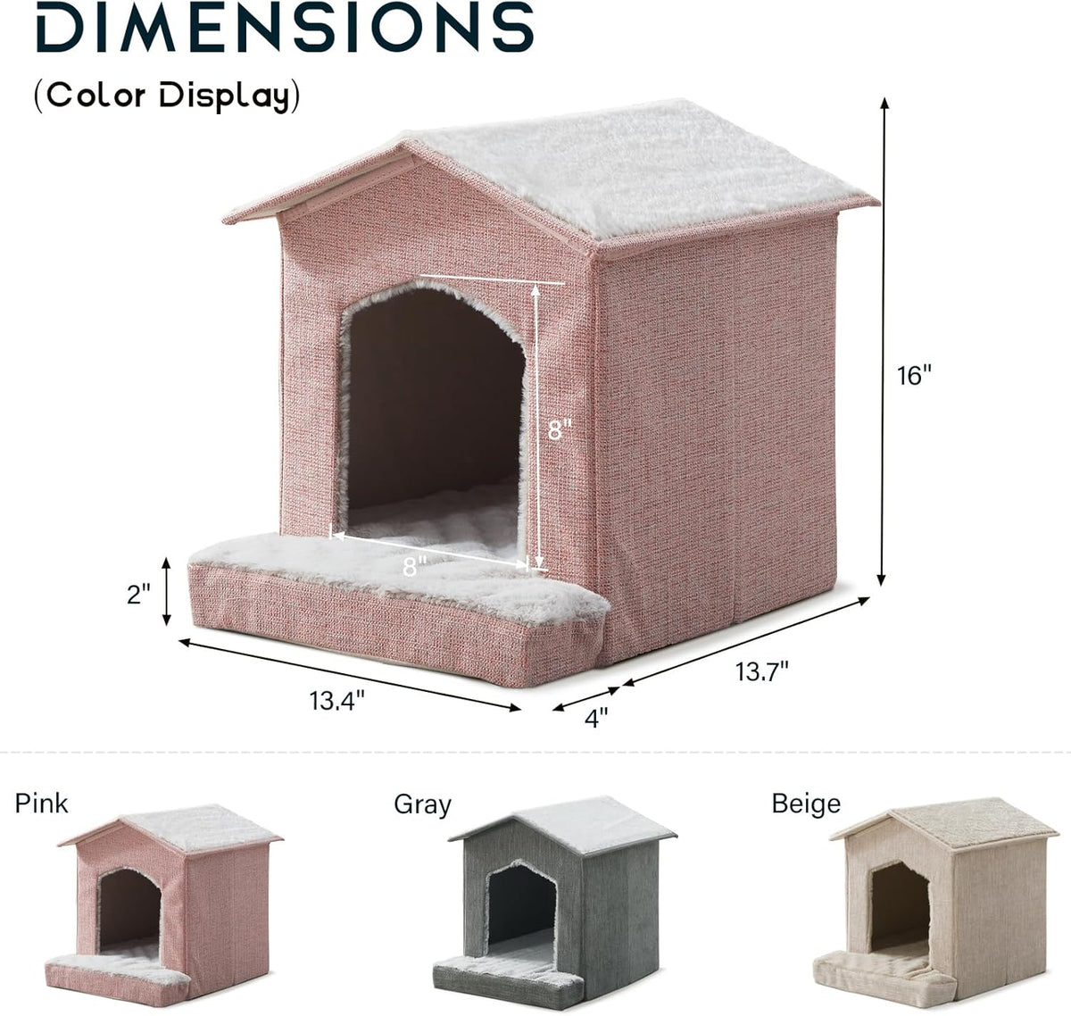 Cat Beds for Indoor Cats,Cat Houses,Cat Cave with Orthopedic Cushion,Foldable Cat Condos,Hideaway,Shelter,Pink Cat Tent for Small Dogs and Rabbit,Squirrel