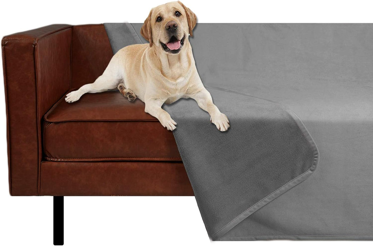 Ameritex Pet Bed Blanket Reversible 100% Waterproof Velvet Super Soft for Sofa and Bed (40x60 Inches, Light Grey+Grey)