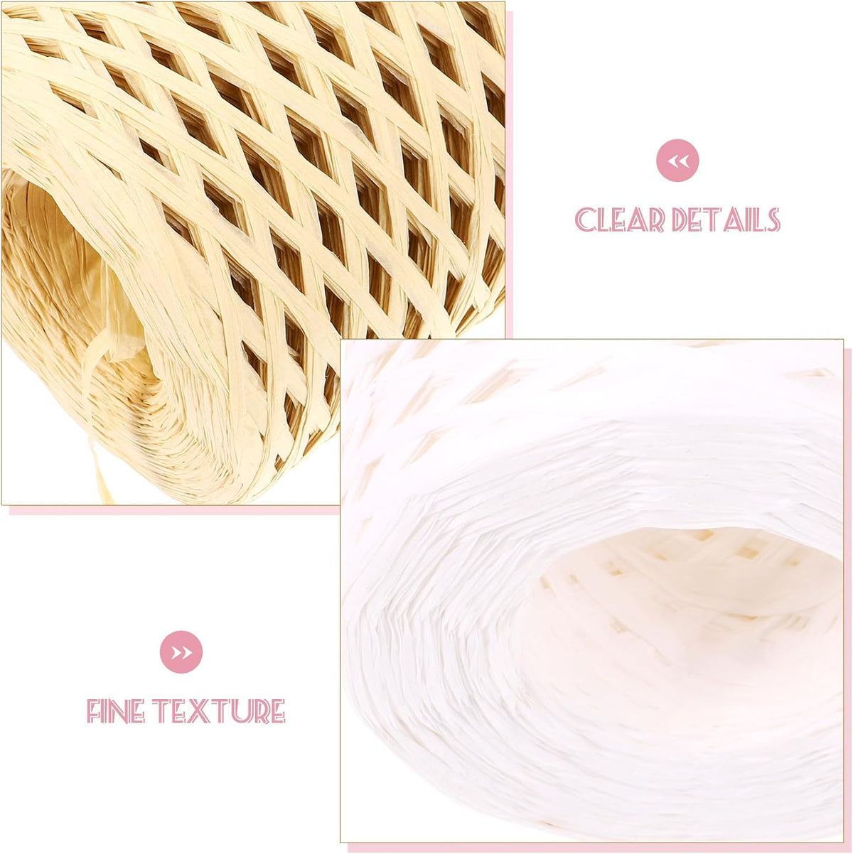 4 Rolls Raffia Twine Craft Ribbon Set, (, Grass Green, Natural Beige, Peach), Decorative Wrapping Ribbon for Christmas and DIY Packing Supplies
