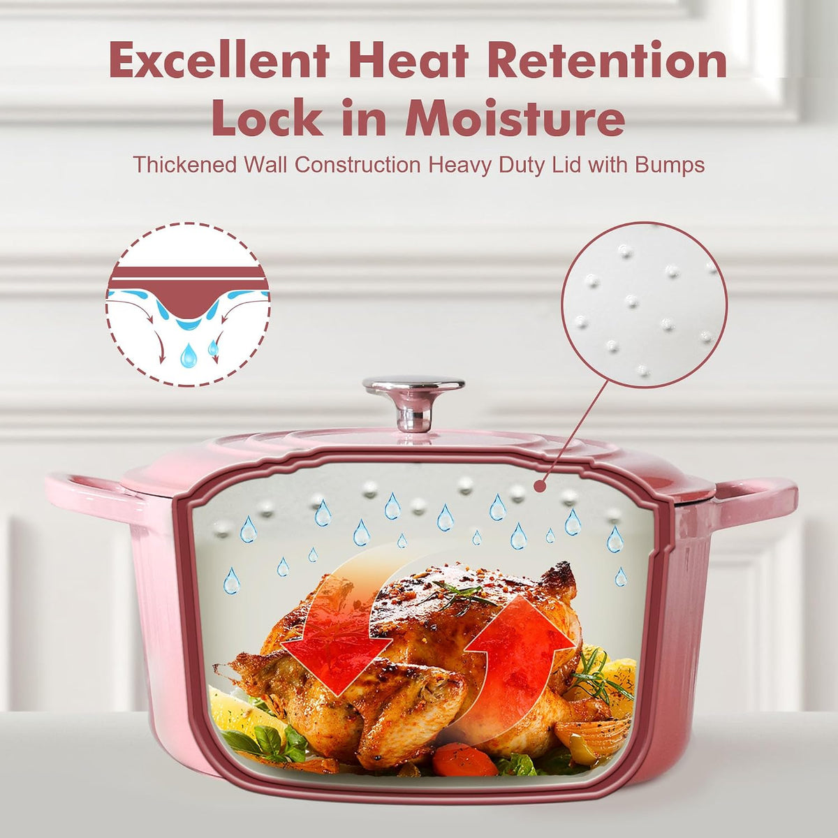 3.5QT Enameled Cast Iron Dutch Oven Pot with Lid&Cotton Potholders