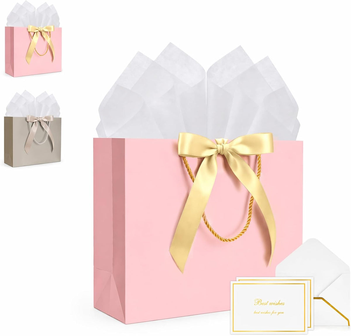 Gift Bags Set with handles Luxury Portable Paper Bag 1Pcs Pink