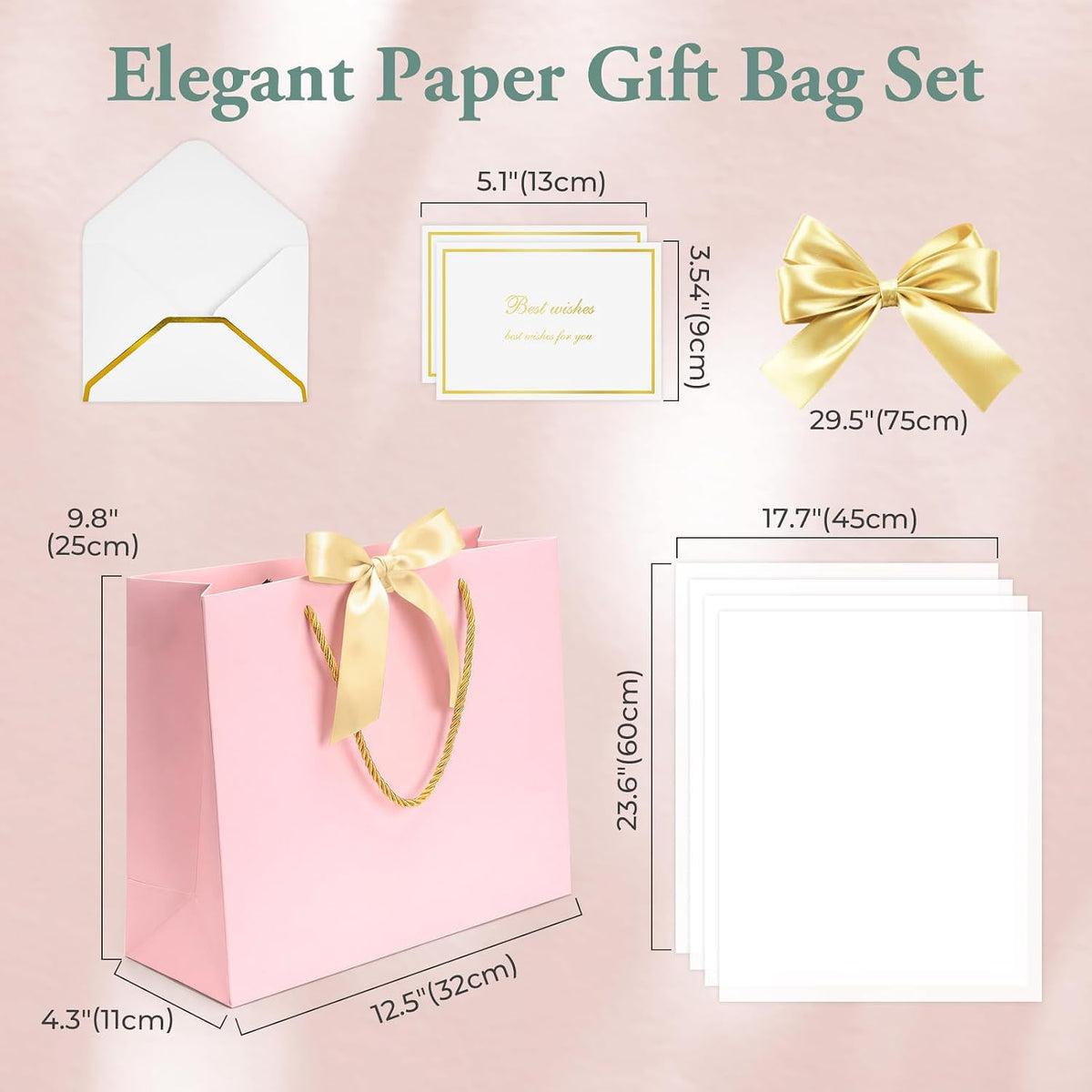 Gift Bags Set with handles Luxury Portable Paper Bag 1Pcs Pink