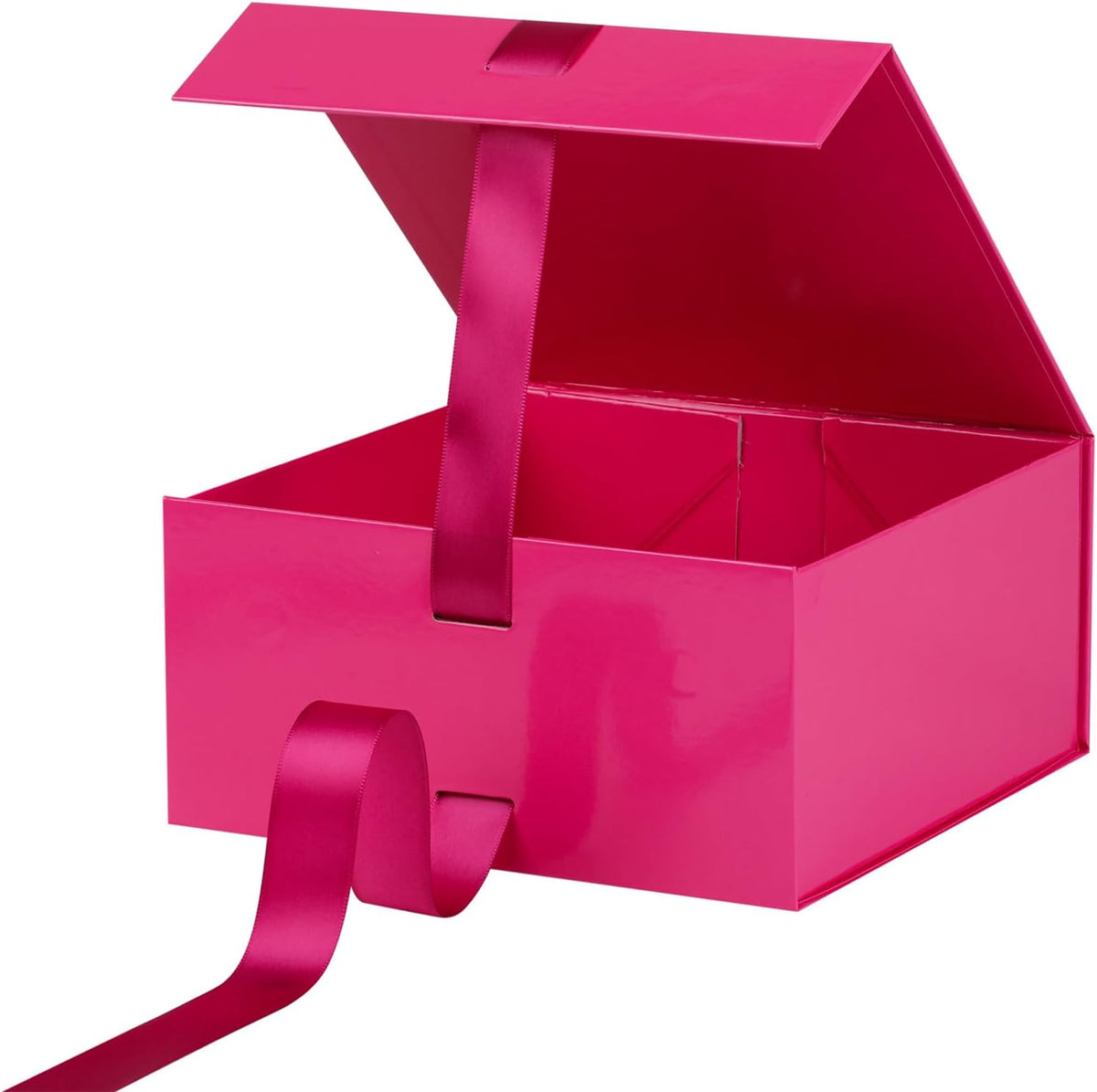 Bright Pink Gift Box,10x10x5 Inches Gift Boxes with Lids for Presents with Magnetic Closure and Ribbon for Wedding,Storage,Birthday
