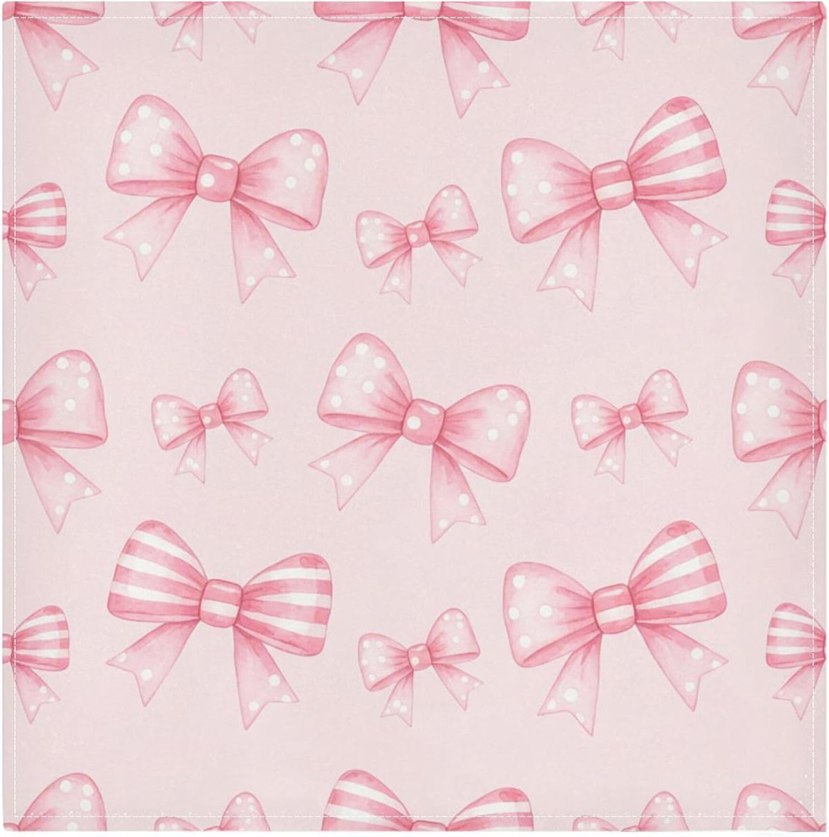 Kigai Pink Striped Bows Cloth Napkins Set of 6 Washable Reusable Polyester Table Napkins for Home Holiday Party Wedding Decoration 20 x 20 Inches
