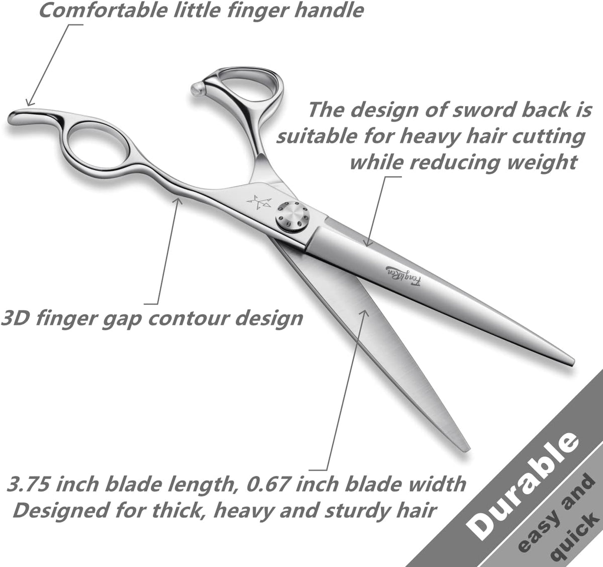 High-end Professional Dog Grooming Scissors Pet Grooming Shears 7.5 Inches Extremely Very Sharp Made Of Advanced Stainless Steel Alloy By Hand For Dog Cat And Horse Breeder