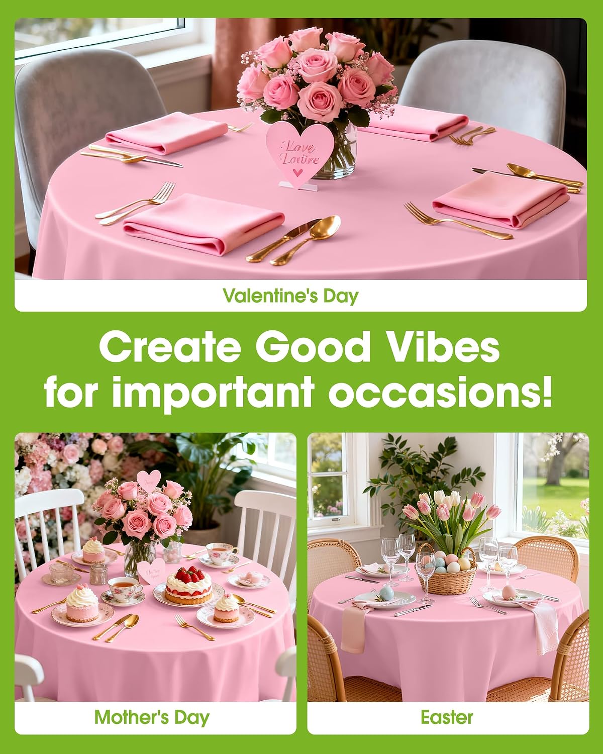 Plastic Table Cloth Disposable 6 Pack, 84 Inch Round, Pink