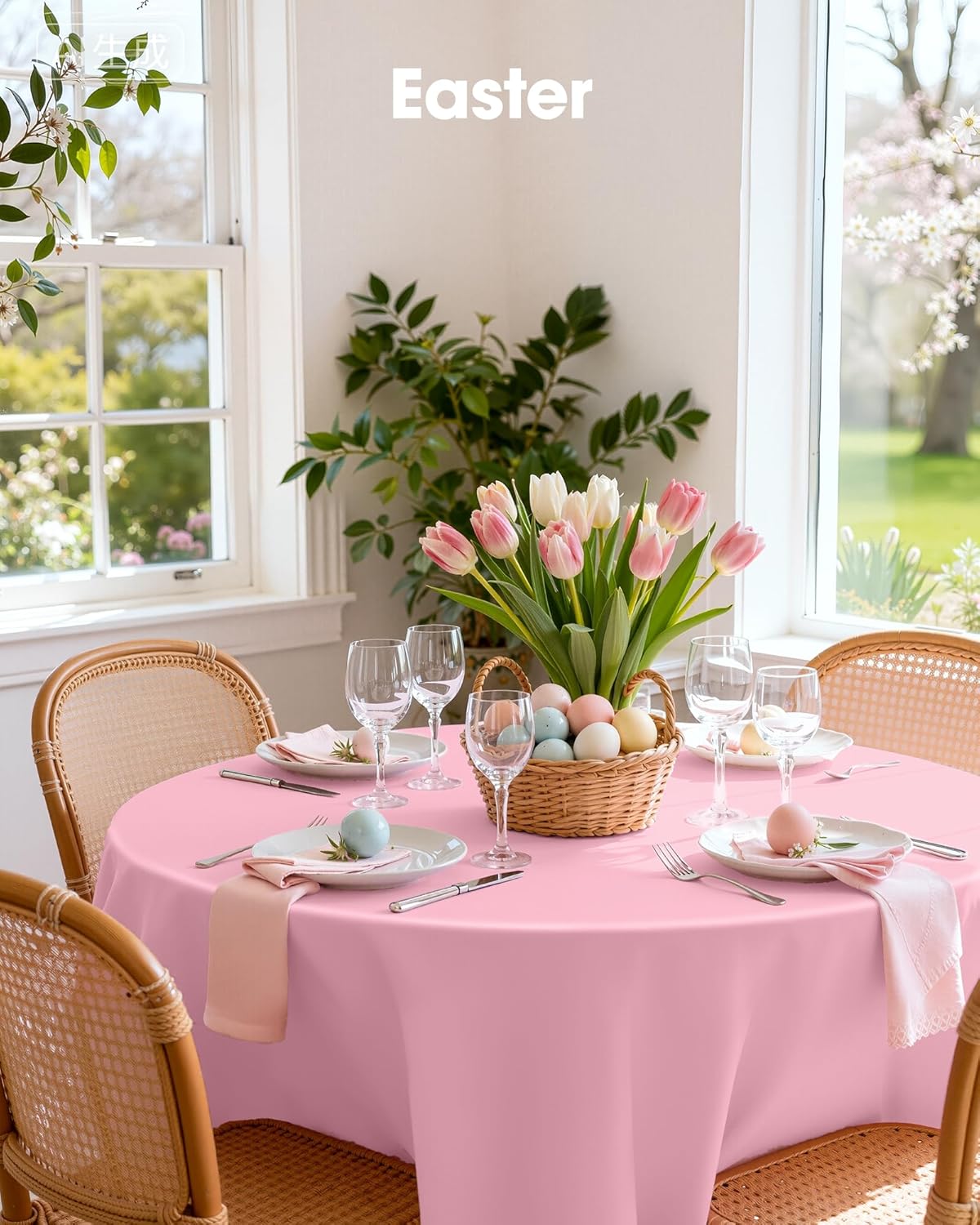 Plastic Table Cloth Disposable 6 Pack, 84 Inch Round, Pink