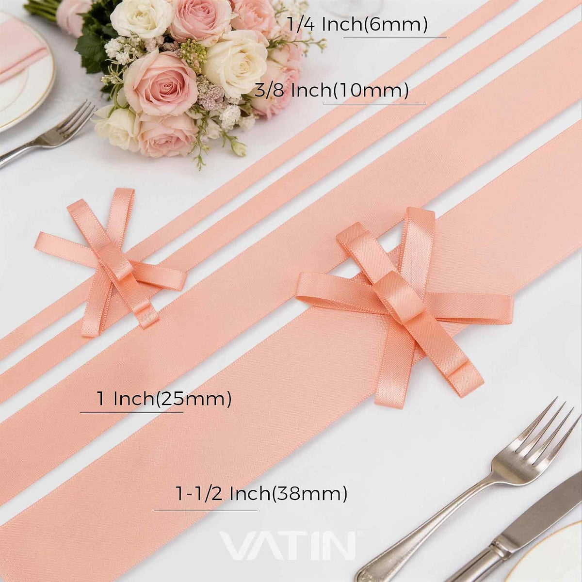 Peach Satin Ribbon 1 Inch x 50 Yards for Gift Wrapping