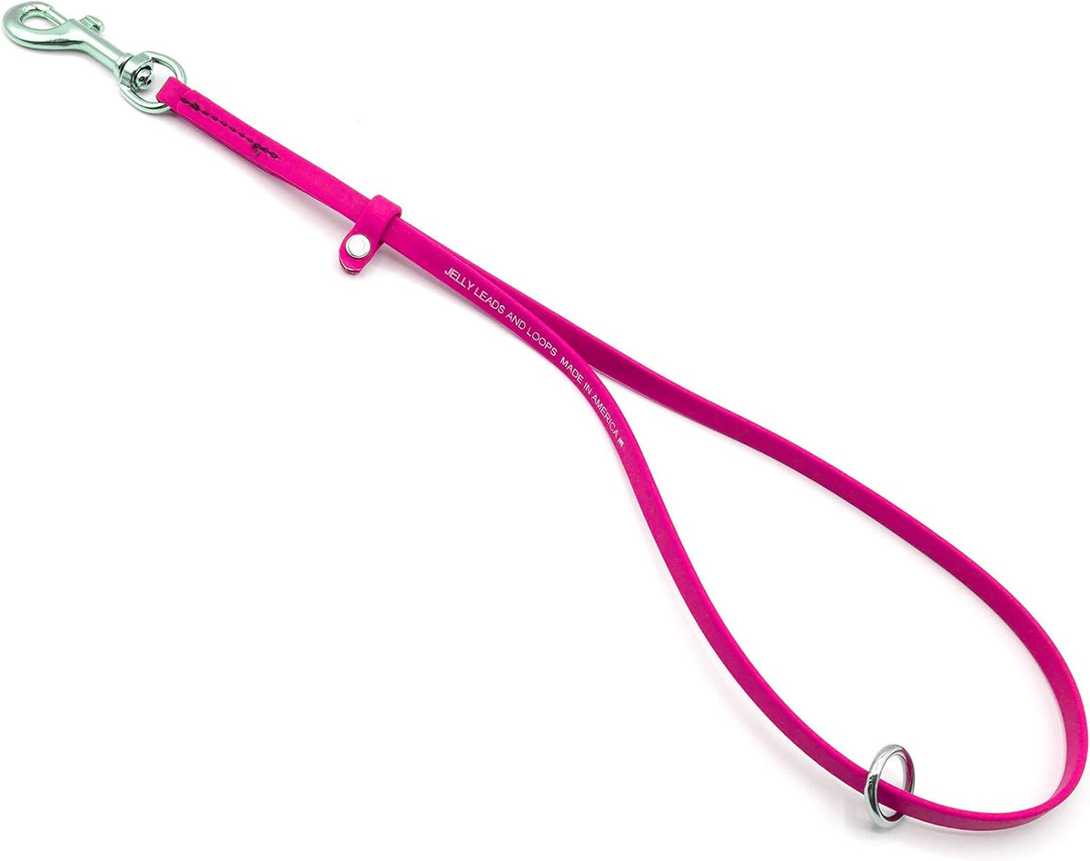 Jelly Pet Grooming Loop for Dogs, Groomers Helper, BioThane Material is Easy to Clean, Waterproof & Durable Noose Loop, Fits Most Pet Grooming Tubs/Tables/ 3/8” x 24” W/Ring Hot Pink
