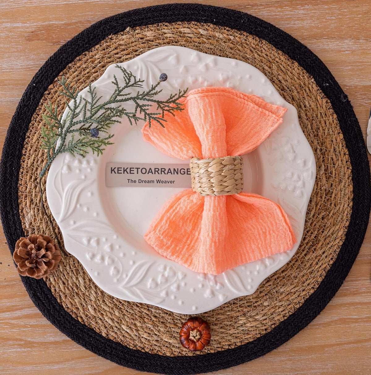 Cheesecloth Napkins 17x17 Inches Cloth Napkins Reusable for Lunch Dinner Wedding Baby Shower Bridal Shower Party Rustic Boho Decorations Bulk Set of 6 Coral Peach