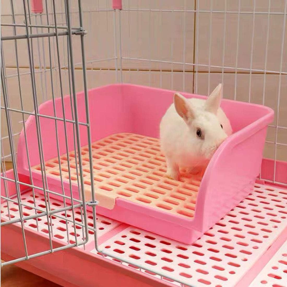 Hamiledyi Large Rabbit Litter Box Corner Bedding Box Chinchilla Toilet Trainer Square Potty Pet Pan for Adult Guinea Pig, Galesaur.Ferret and Other Animals