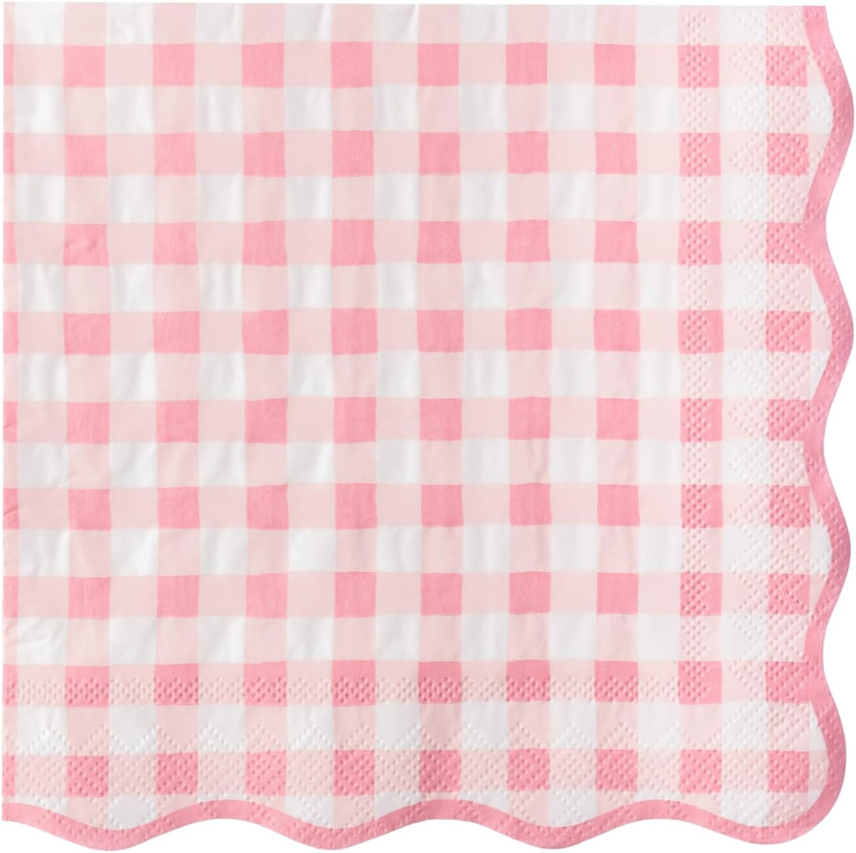 Bonjour Fête Pink Gingham Paper Party Dinner Napkins | Premium Party Supplies | Baby Showers, Tea Parties, Valentine's Day, & Festive Gatherings | Pack of 16, 6.5" Folded