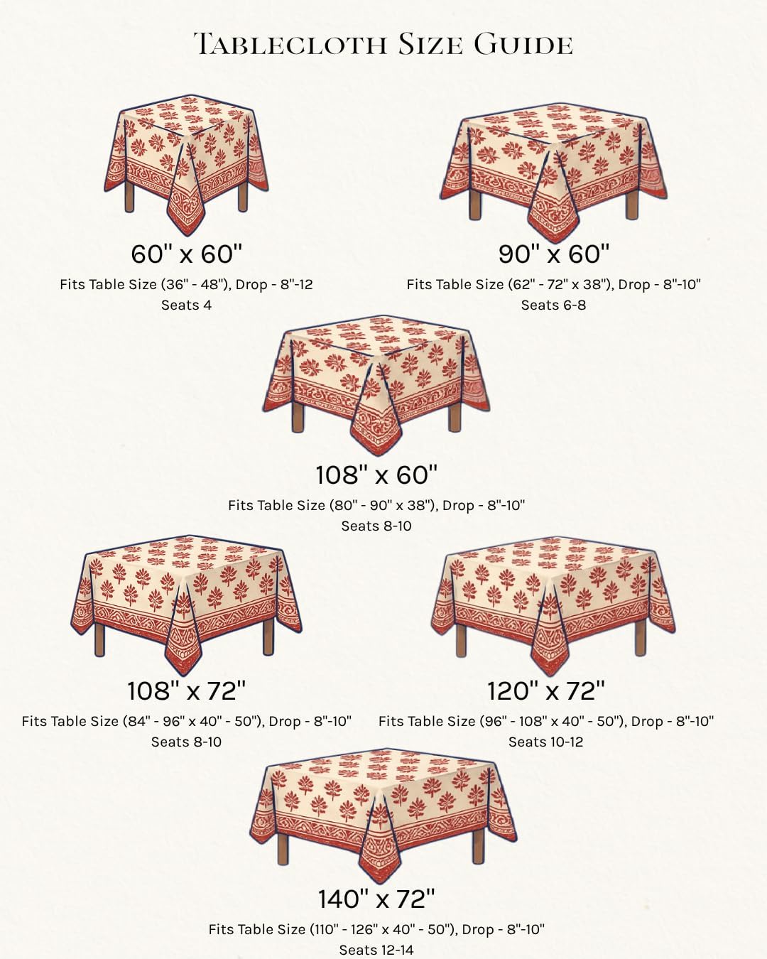 Cotton Blockprint Rectangle Table Cloth, Gulbahar Pink, 90" X 60"