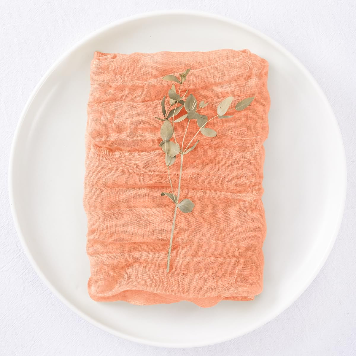 DeZerlor 50 Pack Peach Cheesecloth Napkins Summer Cloth Napkins Set of 50 Dinner Napkins Bulk 21x21 Inches for Wedding Bridal Shower Baby Shower Parties