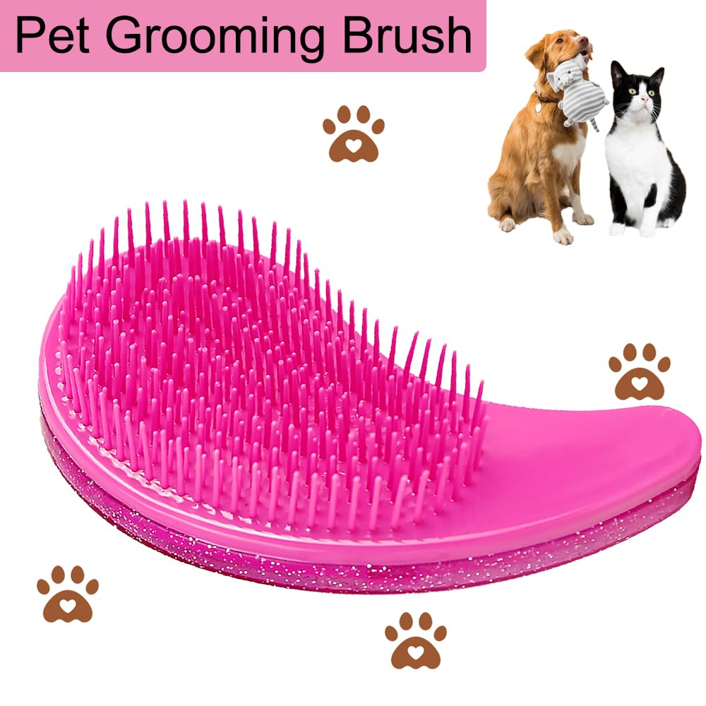 Puppy Brush, Soft Dog Brush for Grooming, Puppy Hair Remover Brush Comb, Grooming Tool for Poodles,Teddy, Yorkies, Maltese, Shih Tzu, Chihuahua, Starry Pink