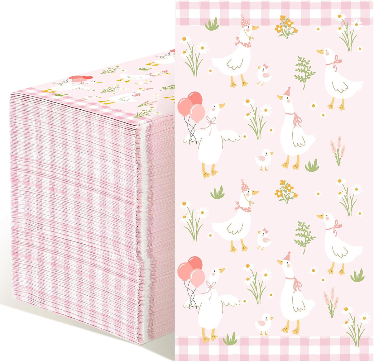 Pajean 100 Pcs One Silly Goose Paper Napkins One Silly Goose Birthday Decorations Pink Bow Disposable Napkins Hand Towel for Birthday Baby Shower Party Table Supplies