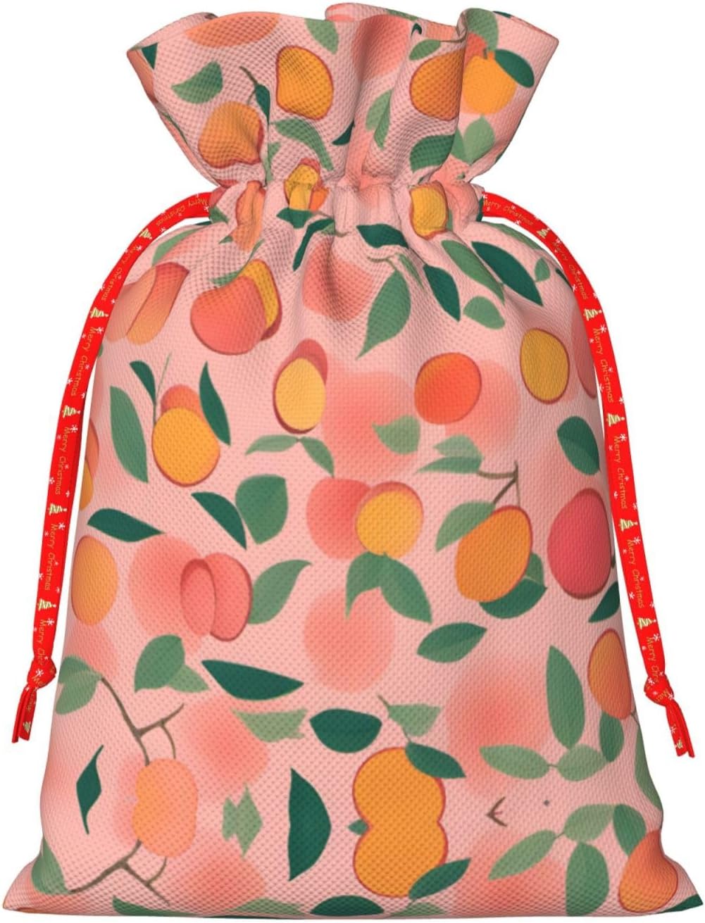 DRTGEDS Pink Peach Pattern Seamless Pattern 1 Printing 4.7x6.9 In Christmas Bag With Drawstring And Cute Kraft Tag, Fits Gifts And Daily Small Items