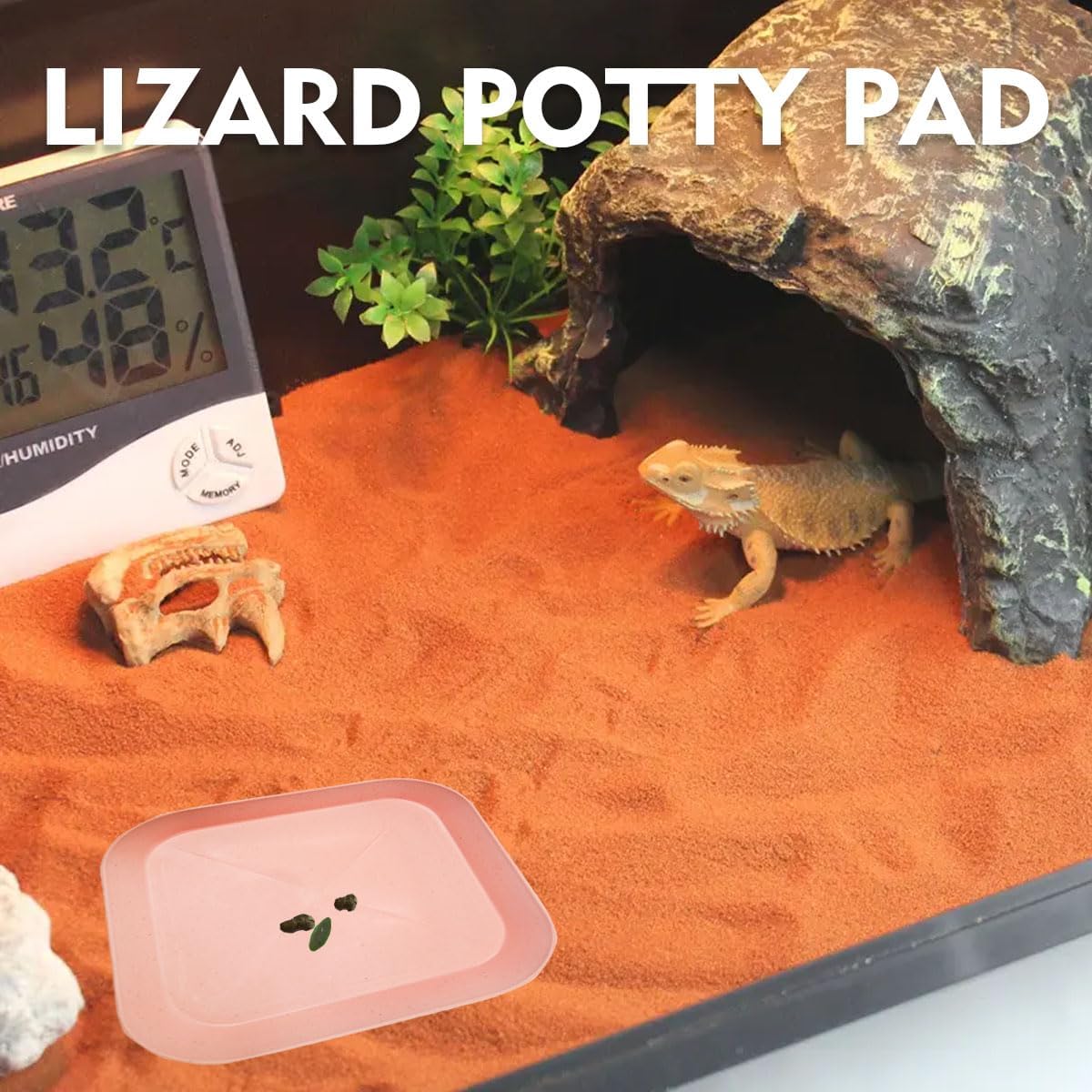 2 Pcs Leopard Gecko Potty Pad,Crested Gecko Potty Latrine，Leopard Gecko Tray，Reptile Litter Box，Portable Gecko Tank Accessories (Pink)