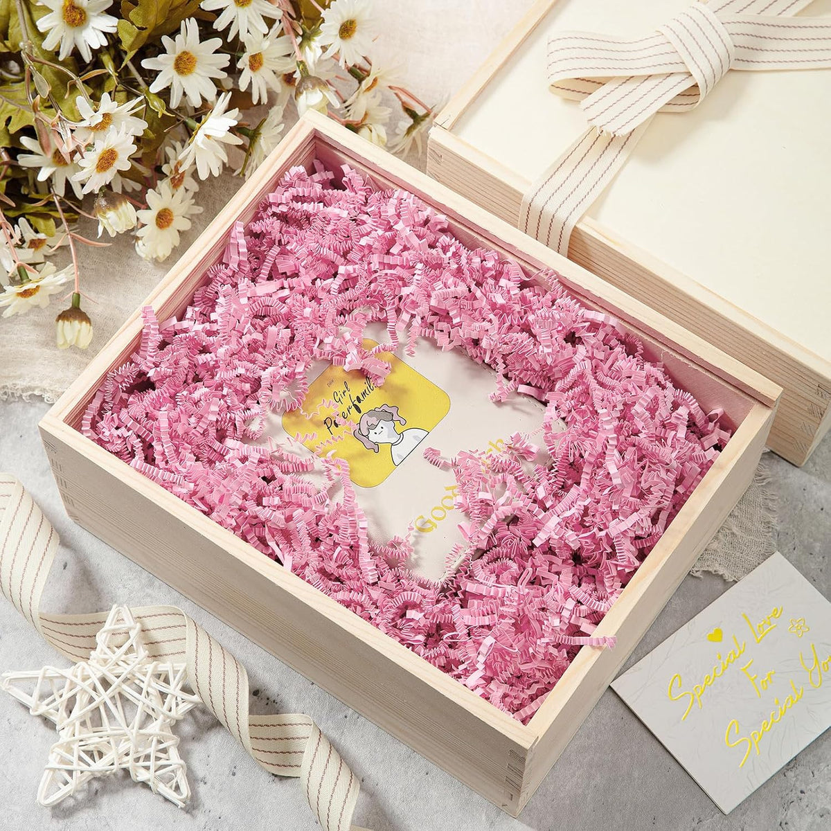 2 LB Crinkle Paper Filler Light Pink Shredded Paper for Gift Box
