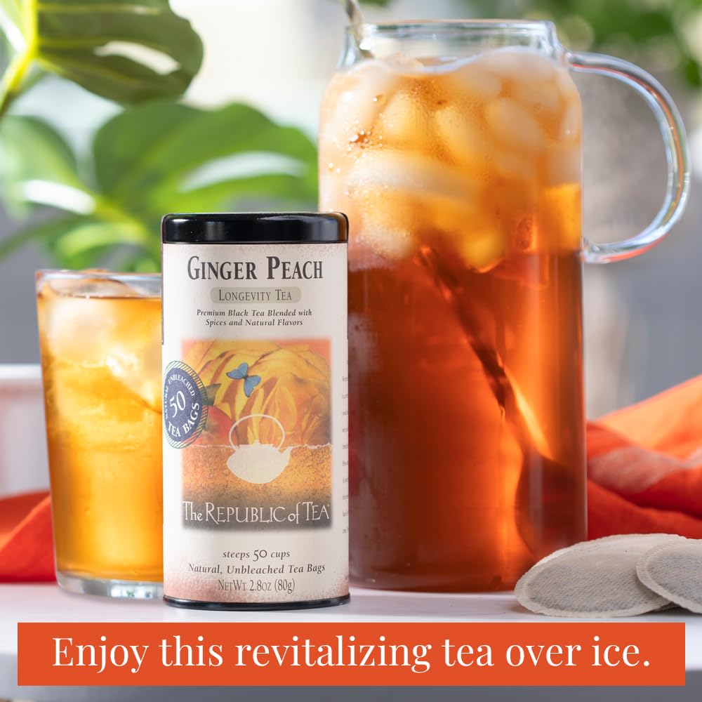 Ginger Peach Black Tea, Naturally Caffeinated, 50 Count