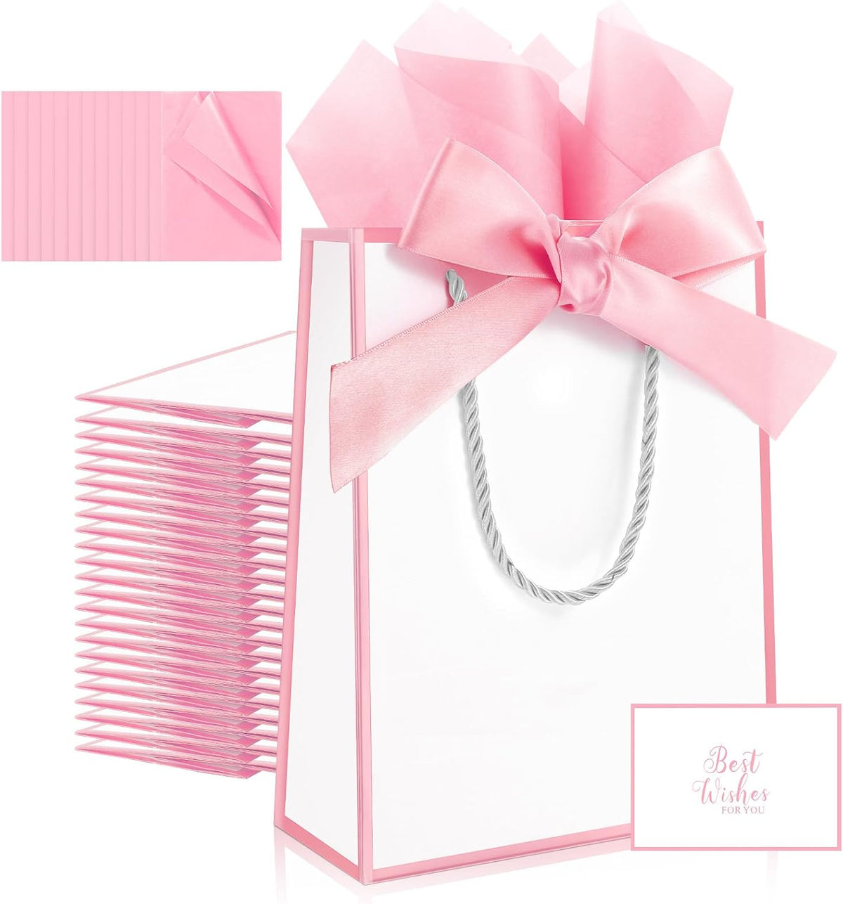 12 Pack Small Gift Bags with Handles Include Tissue Papers & Cards