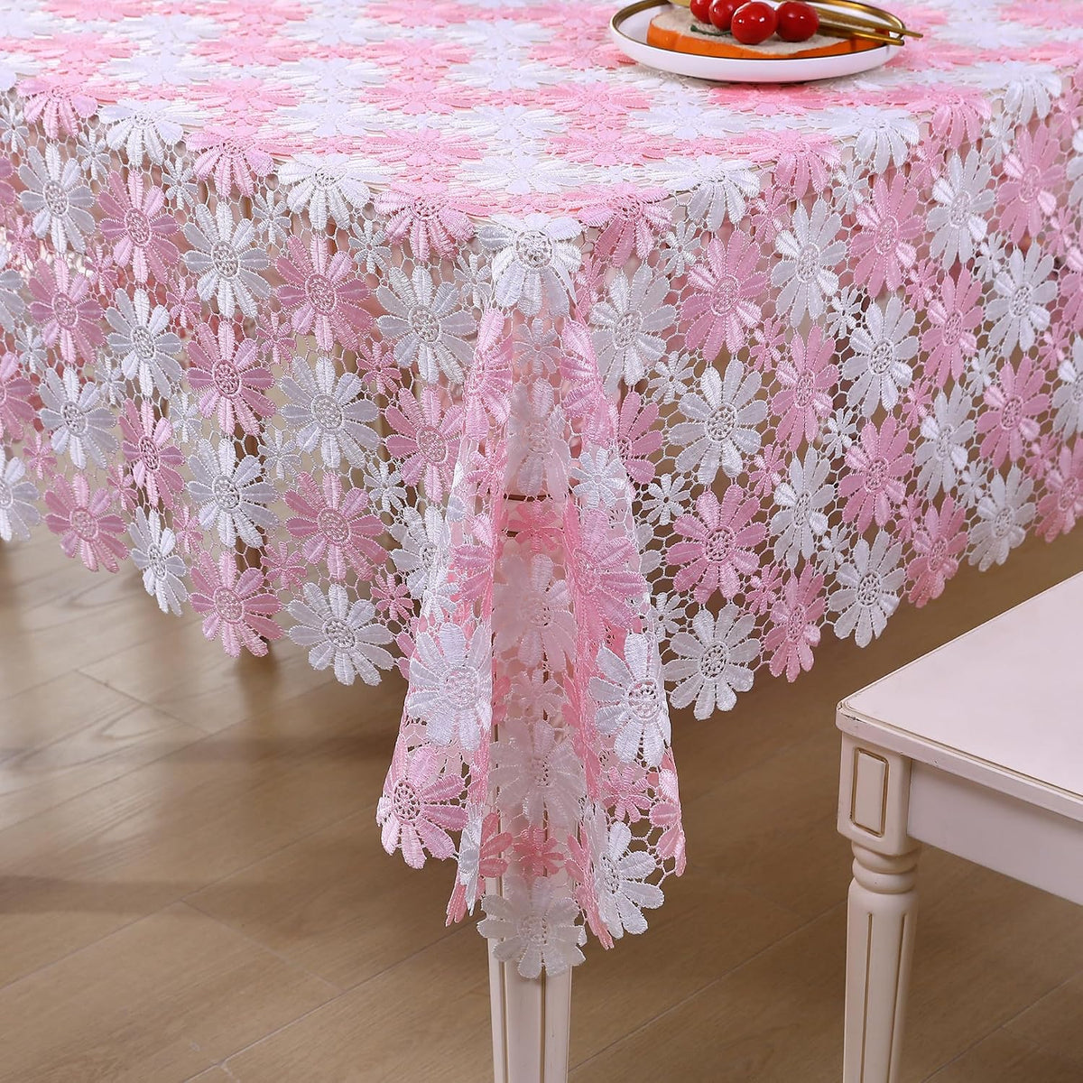 Crochet Pink Table Cloths For 6 Foot Rectangle Tables Lace Tablecloth Retro
