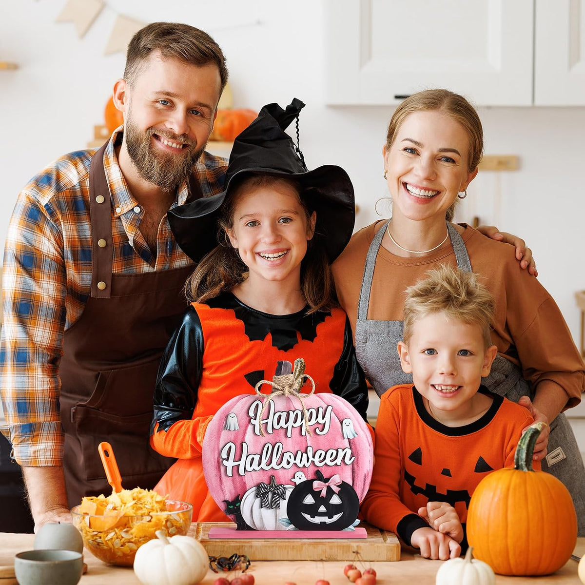Fall Decoration Wooden Pink Pumpkins Decor Fall Hello Pumpkin Sign