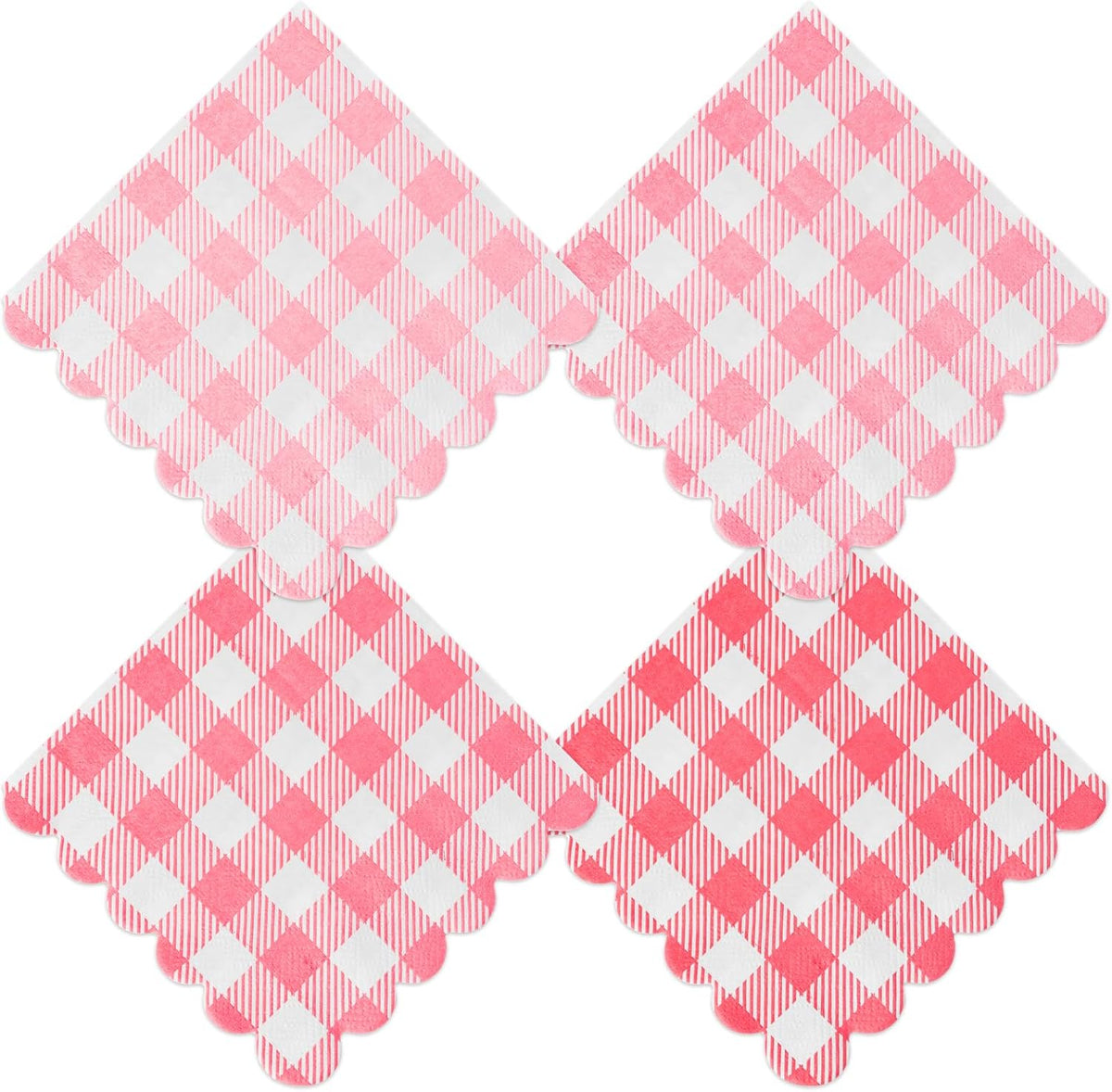 Pink Gingham Napkins Disposable Cocktail: 80PCS Checkered Square Paper 9.8x9.8 Inch For Table Decorations & Dinner Party