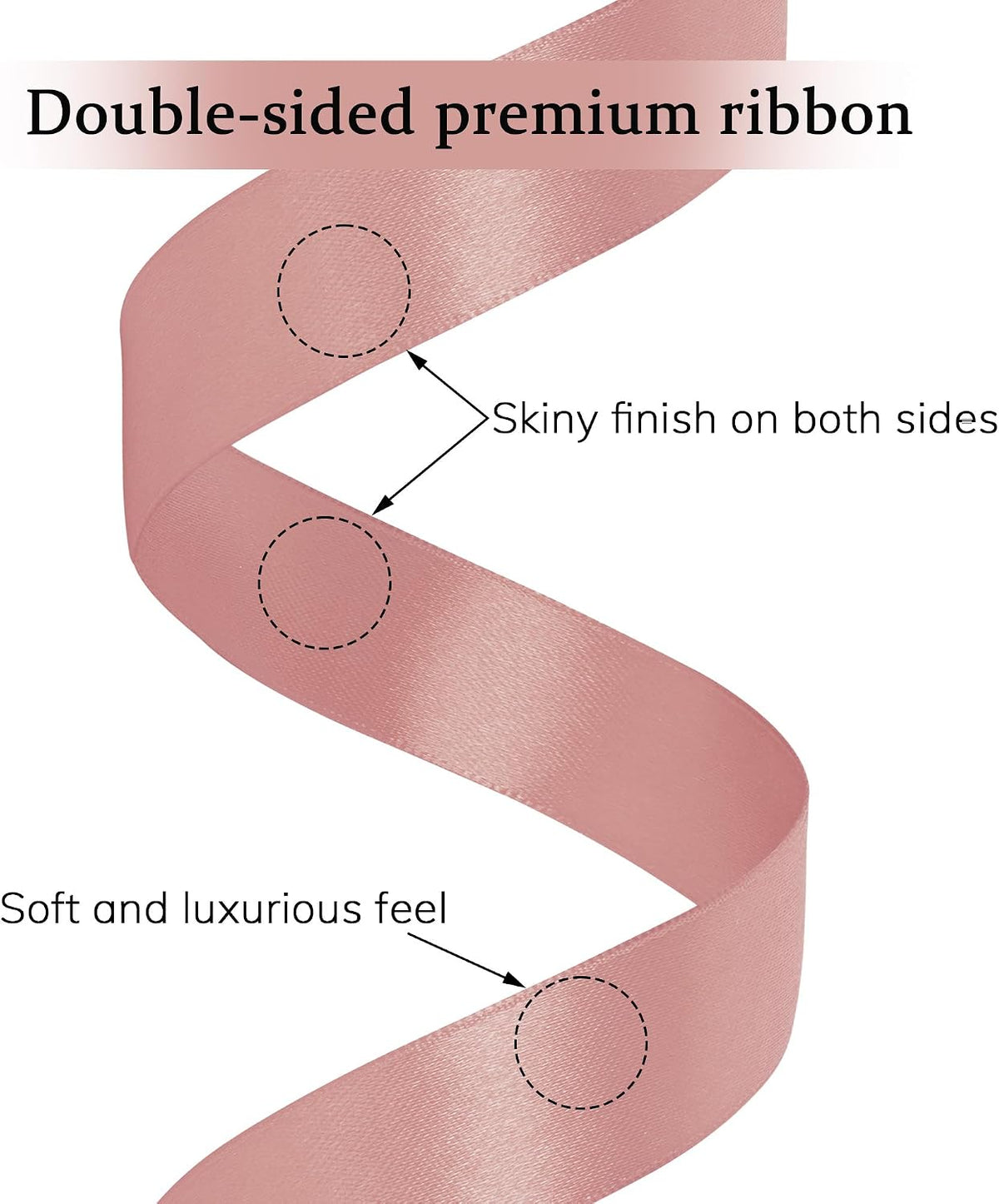 Double Face Peach Pink Satin Ribbon 1 inch X 100 Yards Fabric Ribbons for Gift Wrapping Bows Bouquet Sewing Craft Home Decor Hair Floral